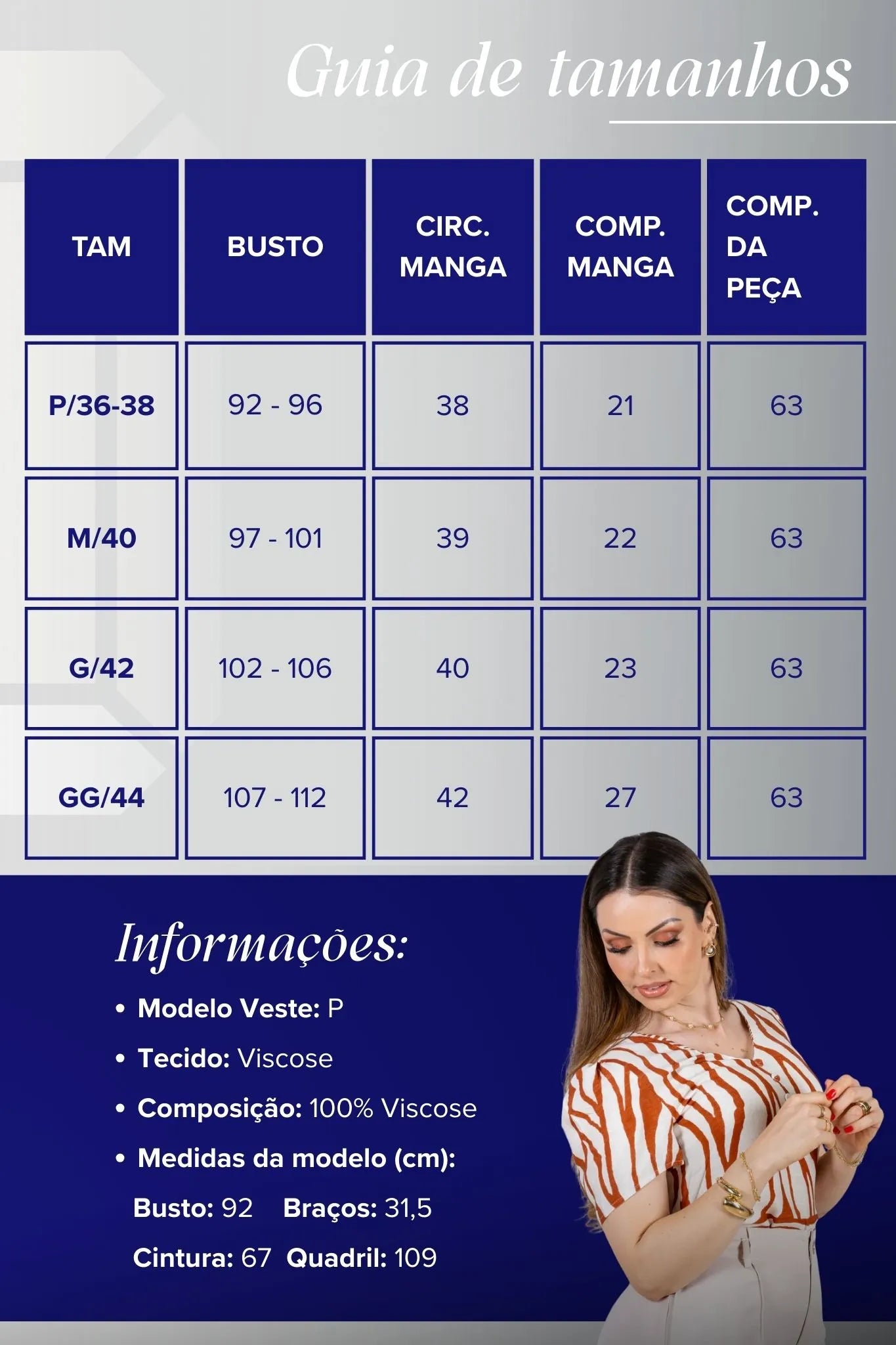 Blusa Manga Curta Decote em "V" Botões Viscose Rebeca Estampada Terracota