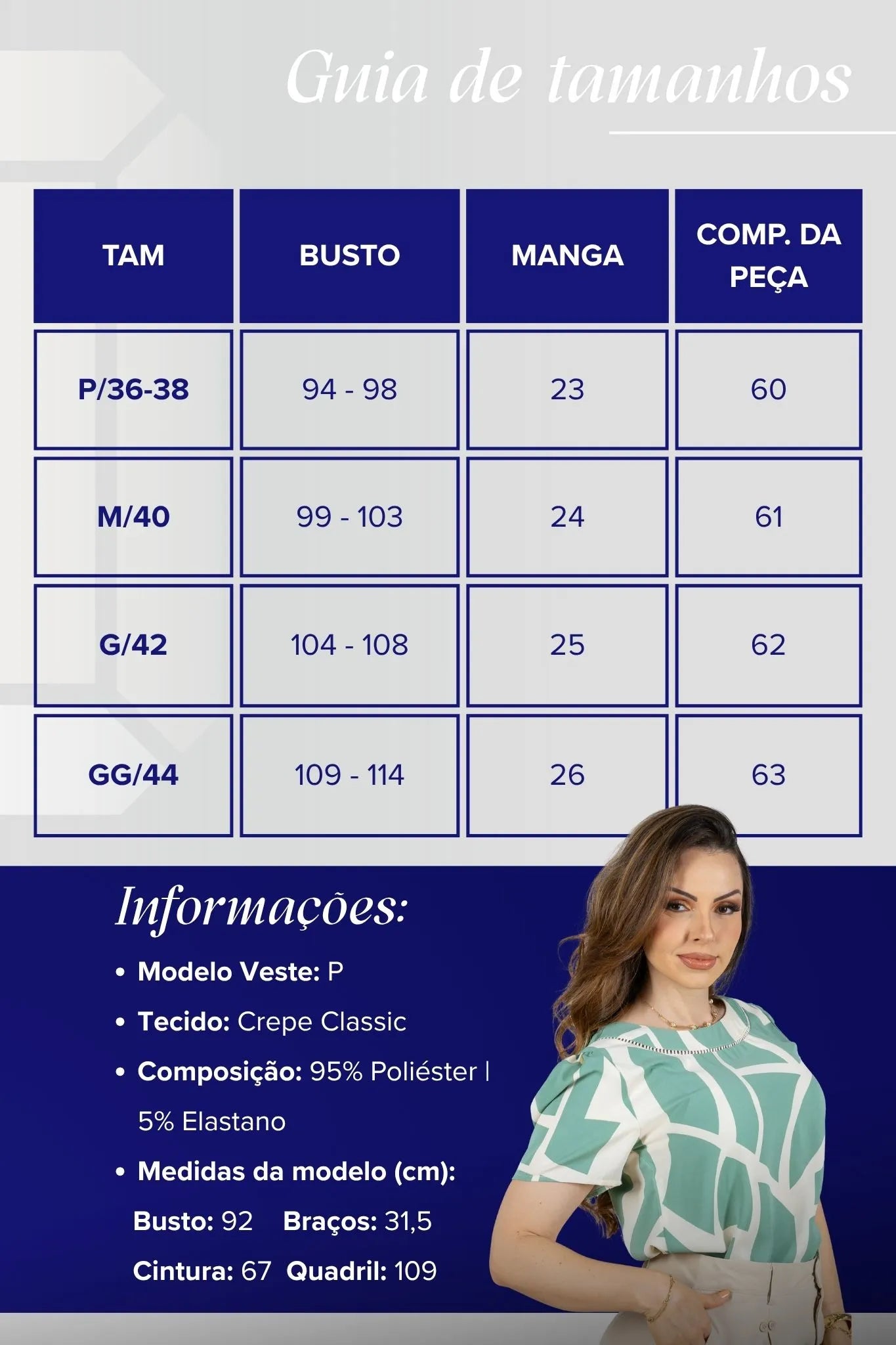 Blusa Manga Curta Estampa Geométrica Crepe Classic Rosana Verde