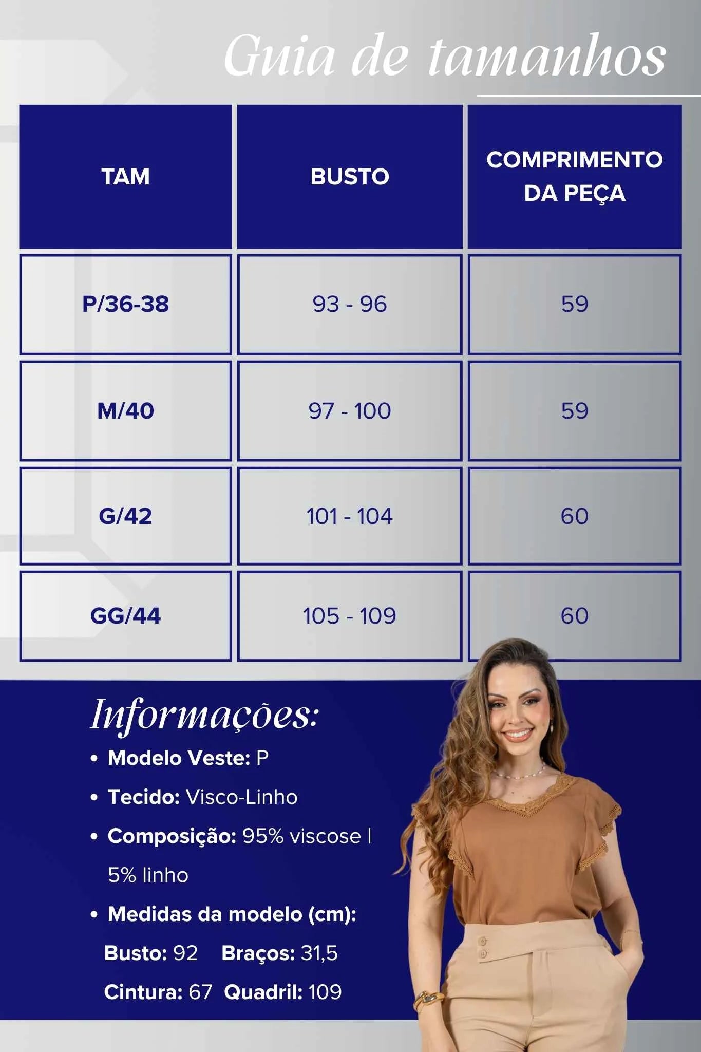 Blusa Manga Curta em Visco-Linho Decote em "V" com Detalhes em Renda Rute Marrom