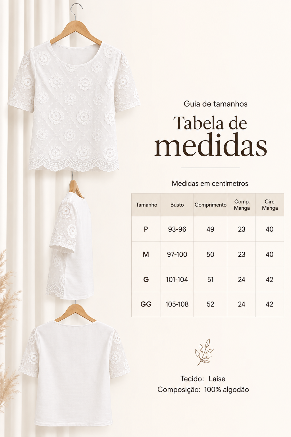 Blusa em Laise Fresca e Delicada Samantha Branca