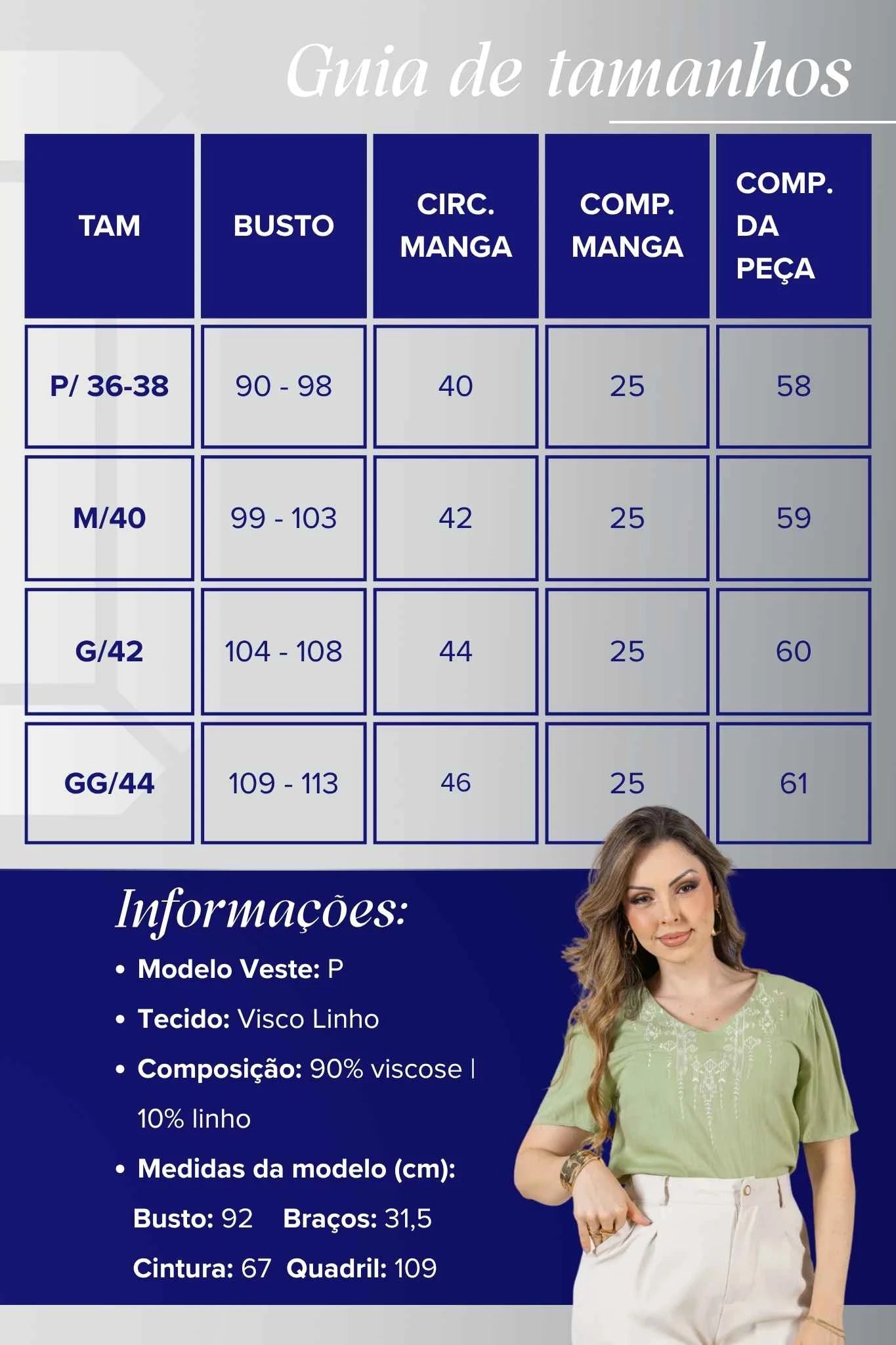 Blusa Manga Curta Decote V em Visco Linho com Acabamento Bordado Samira Verde