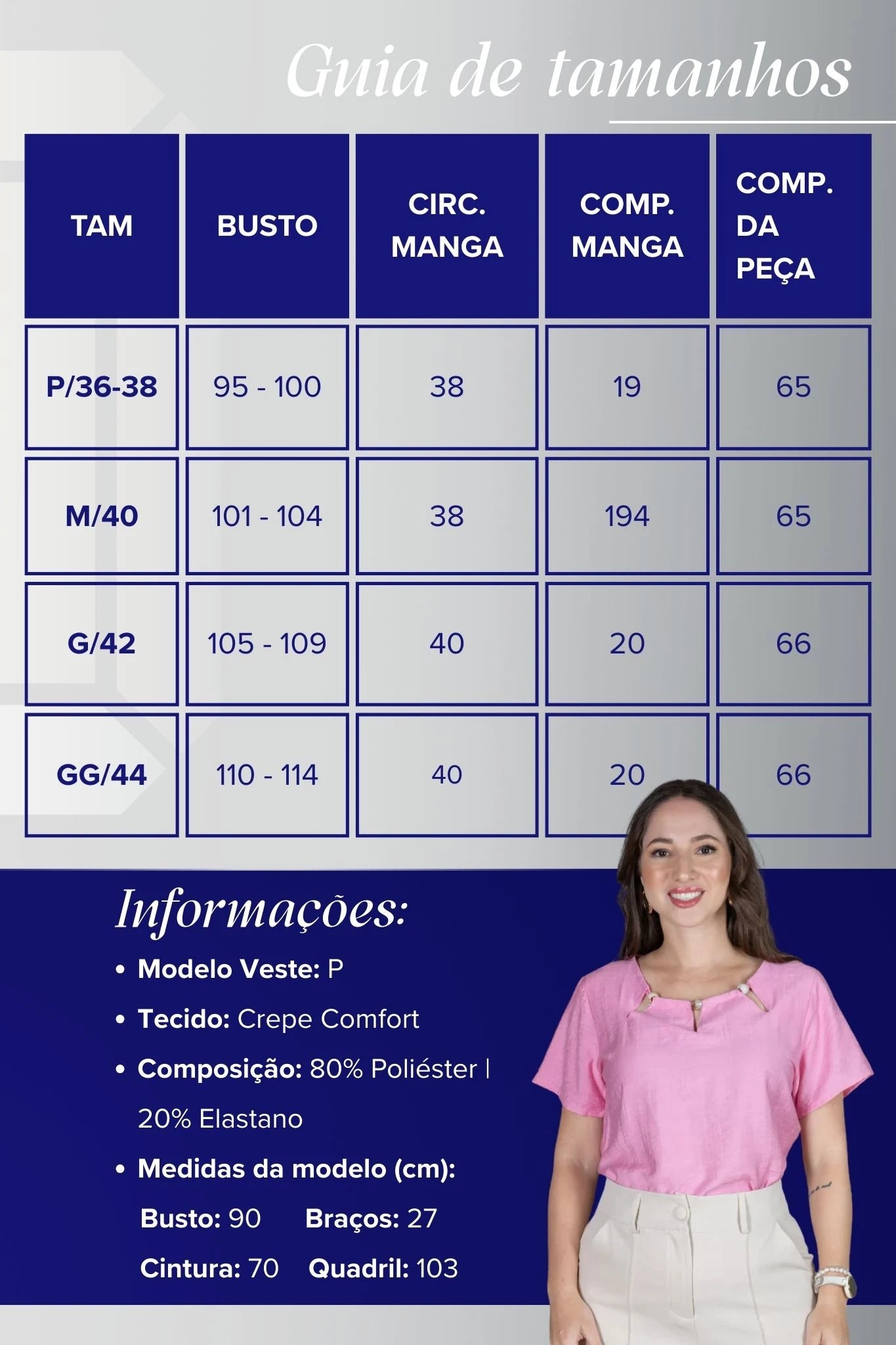 Blusa Manga Curta Crepe Comfort Recortes em "V" com Pedraria Sandra Rosa