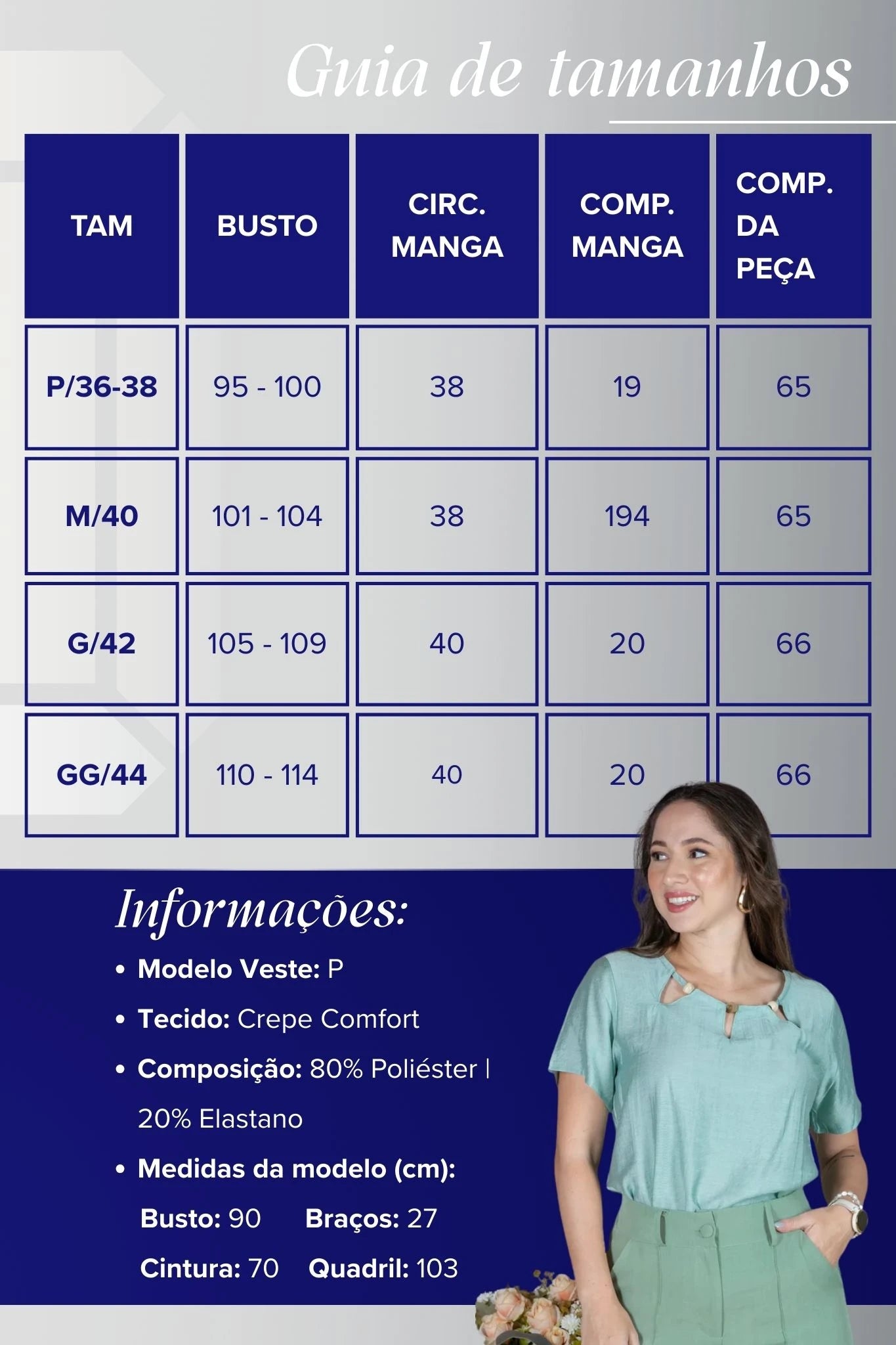 Blusa Manga Curta Crepe Comfort Recortes em "V" com Pedraria Sandra Verde