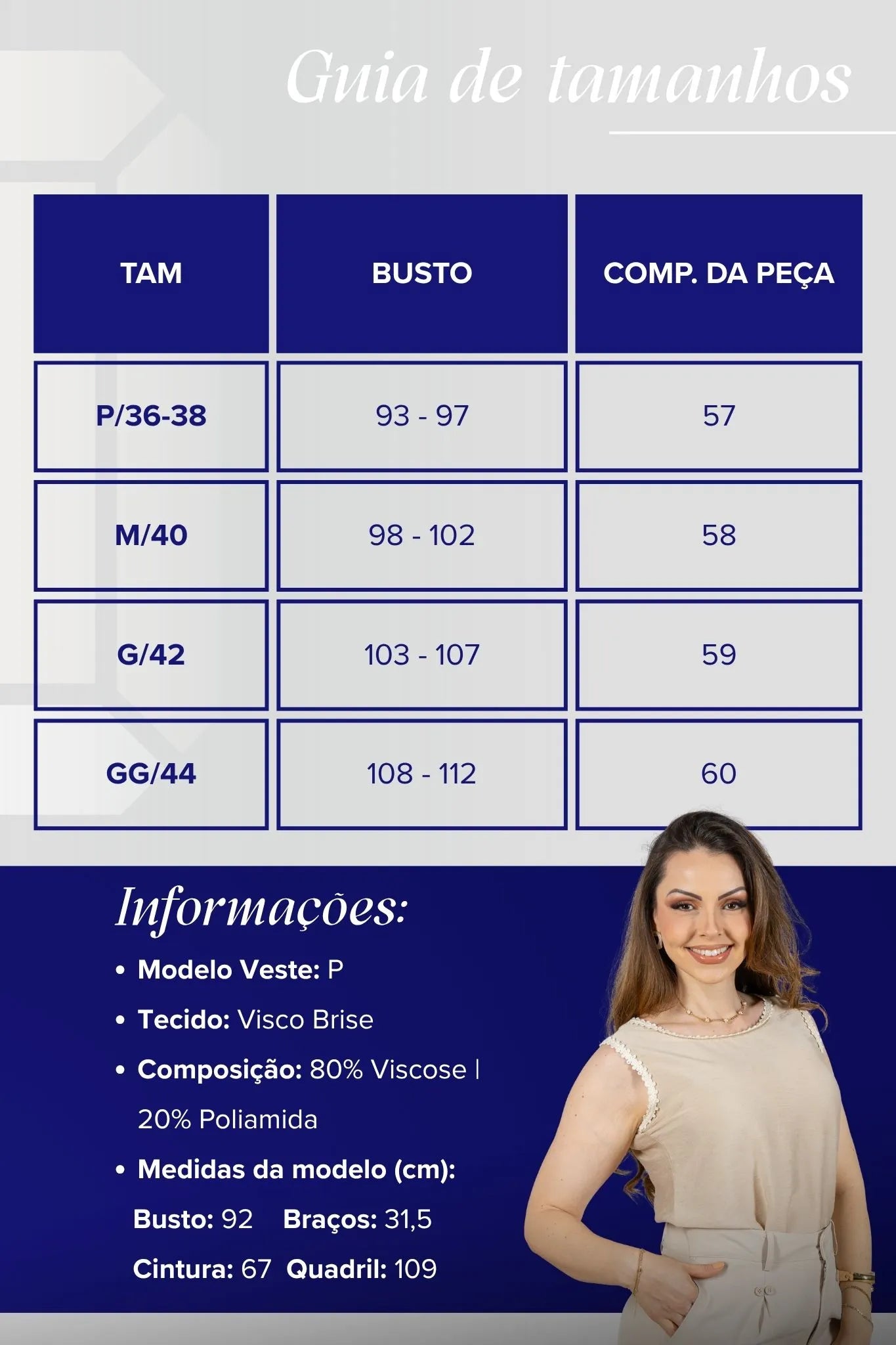 Regata Detalhe Acabamento Bordado Visco Brise Selma Bege