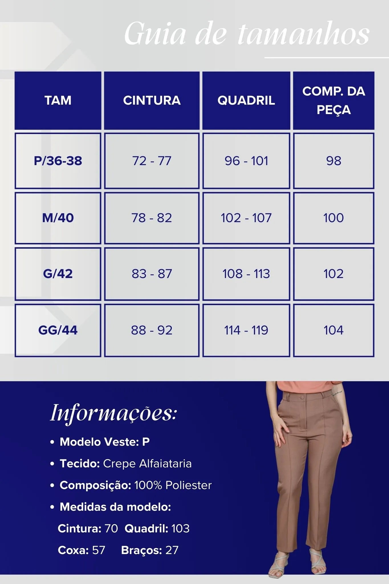 Calça em Alfaiataria Corte Reto com Friso e Botão Encapado Silvia Marrom Cappuccino