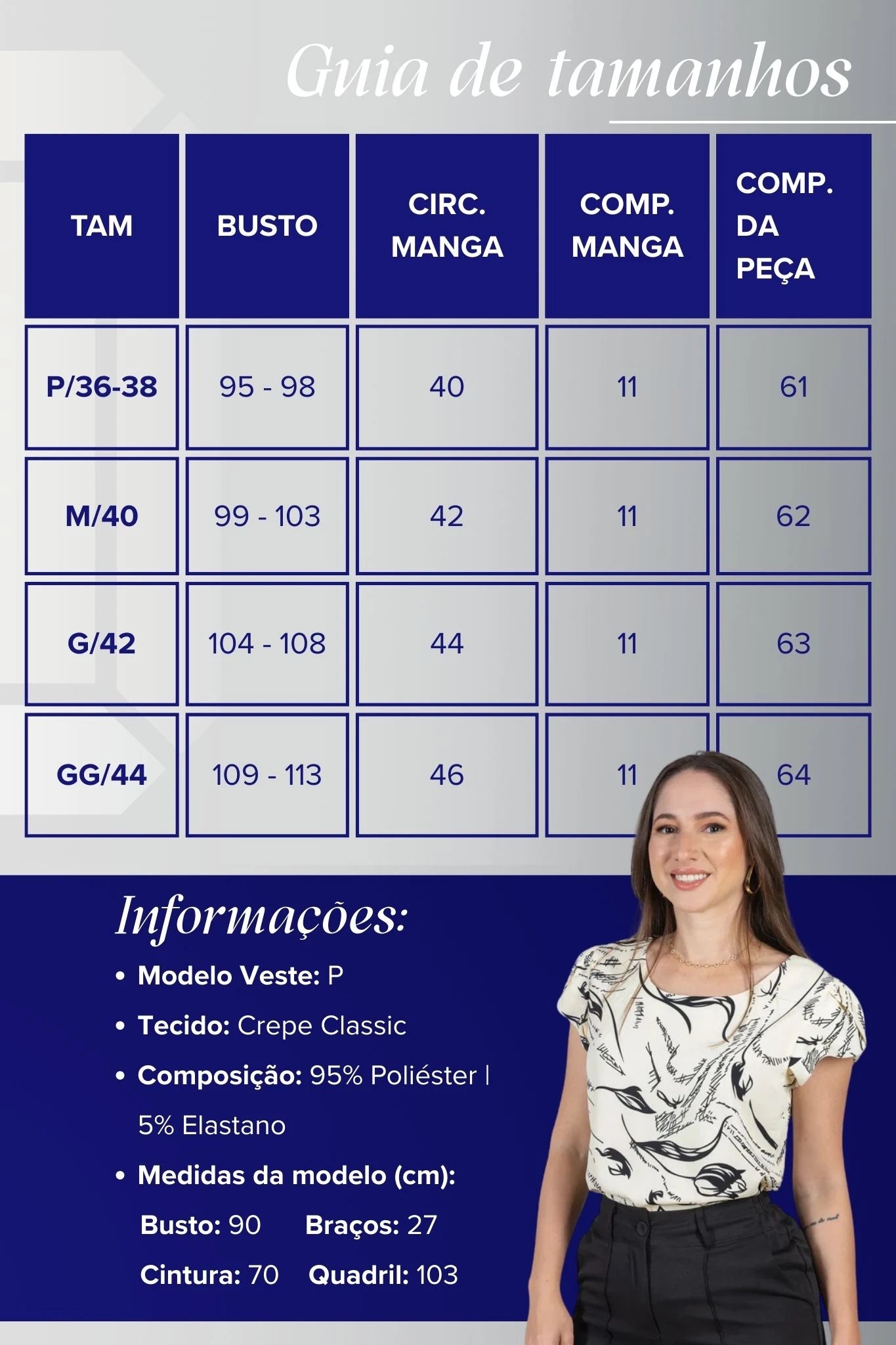 Blusa Manga Curta Transpassada Estampada em Crepe Classic Simone Creme