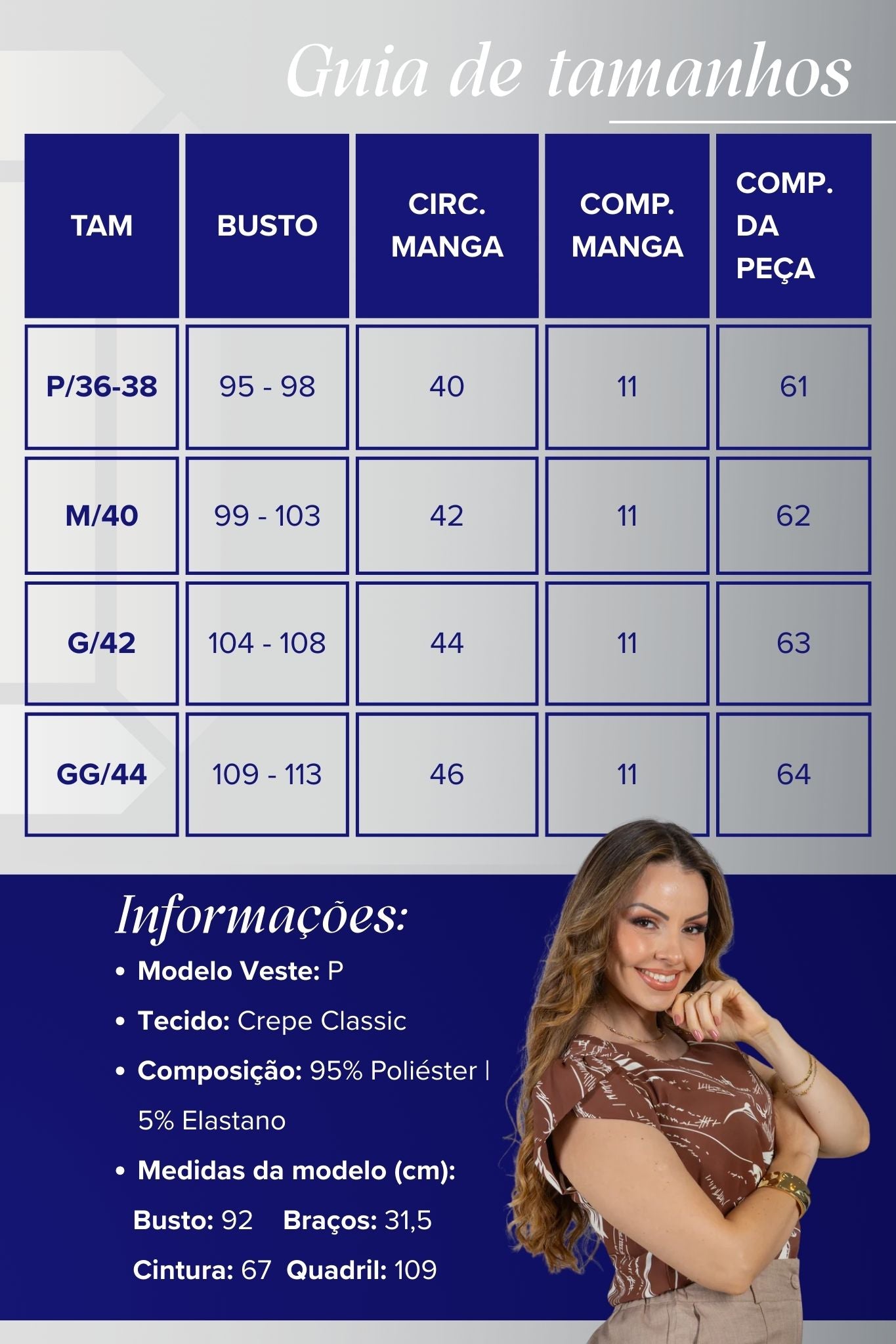 Blusa Manga Curta Transpassada Estampada em Crepe Classic Simone Marrom
