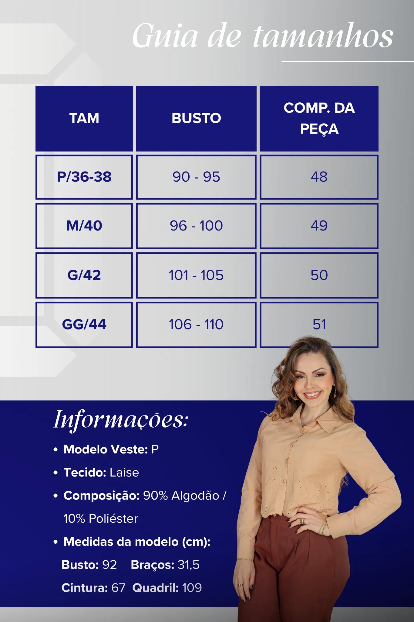 Camisa Em Laise Roseli Bege