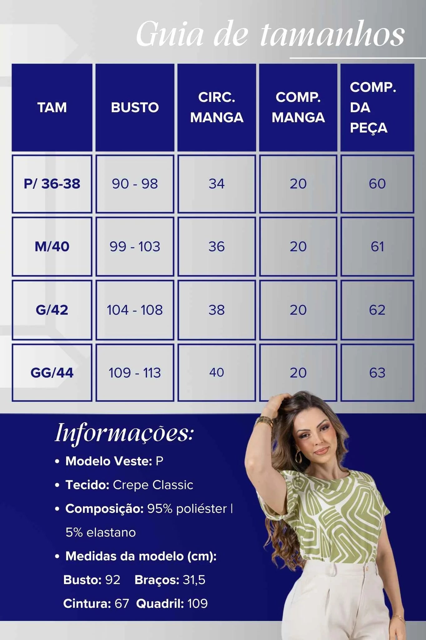 Blusa Manga Curta com Detalhe em Botão Crepe Classic Estampada Talia Verde