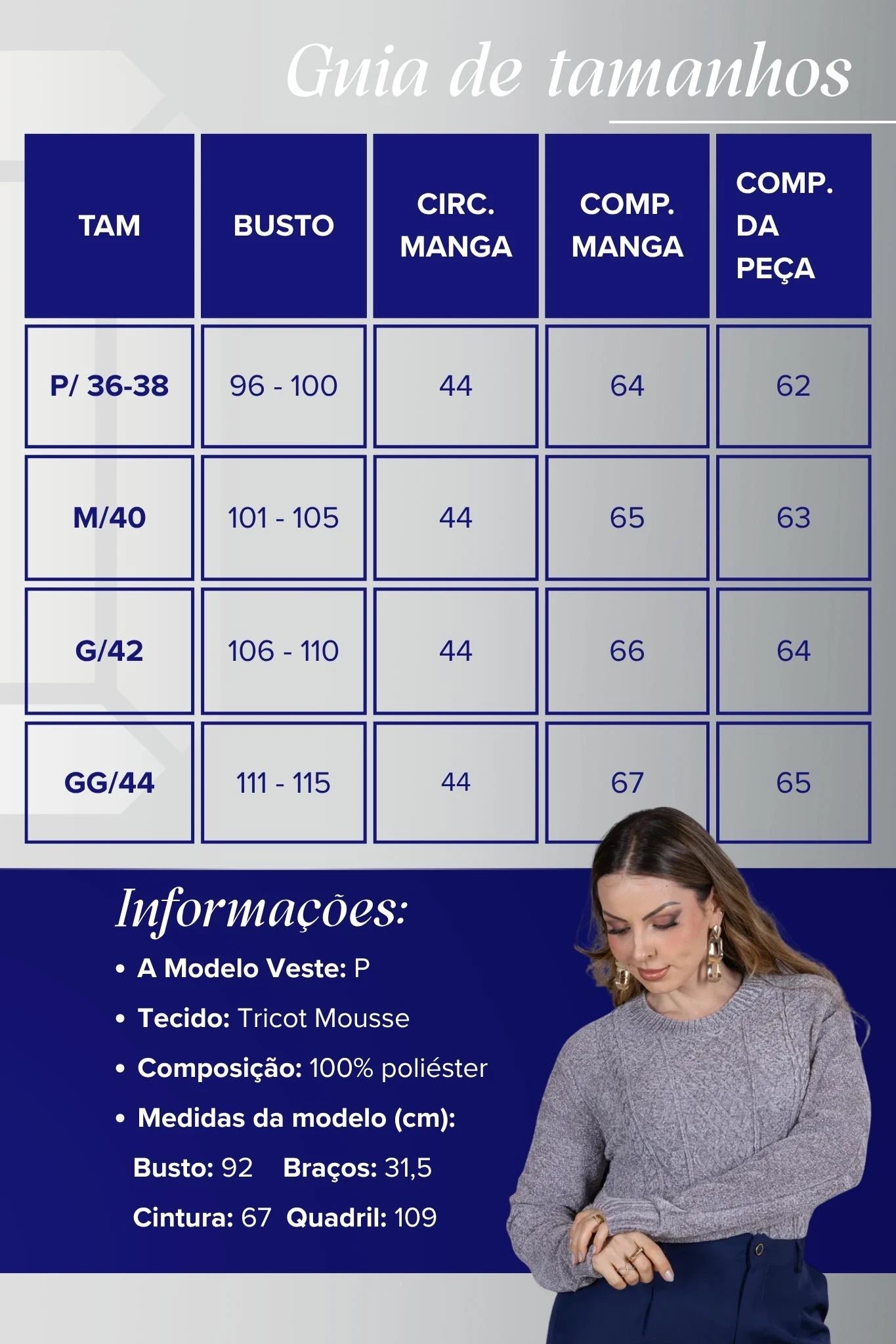 Blusa Manga Longa em Tricot Mousse Valentina Cinza