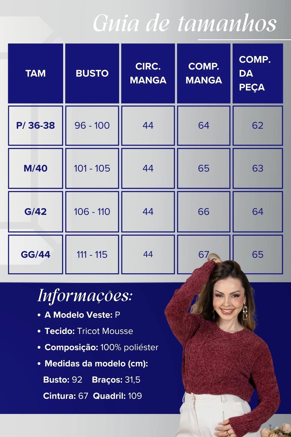 Blusa Manga Longa em Tricot Mousse Valentina Marsala