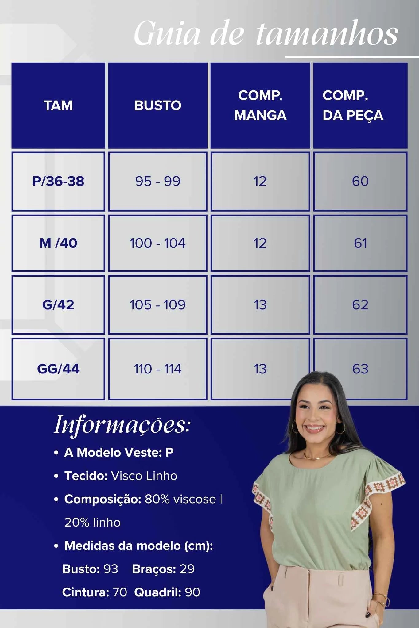 Blusa Manga Curta com Acabamento Bordado em Visco-linho Valéria Verde