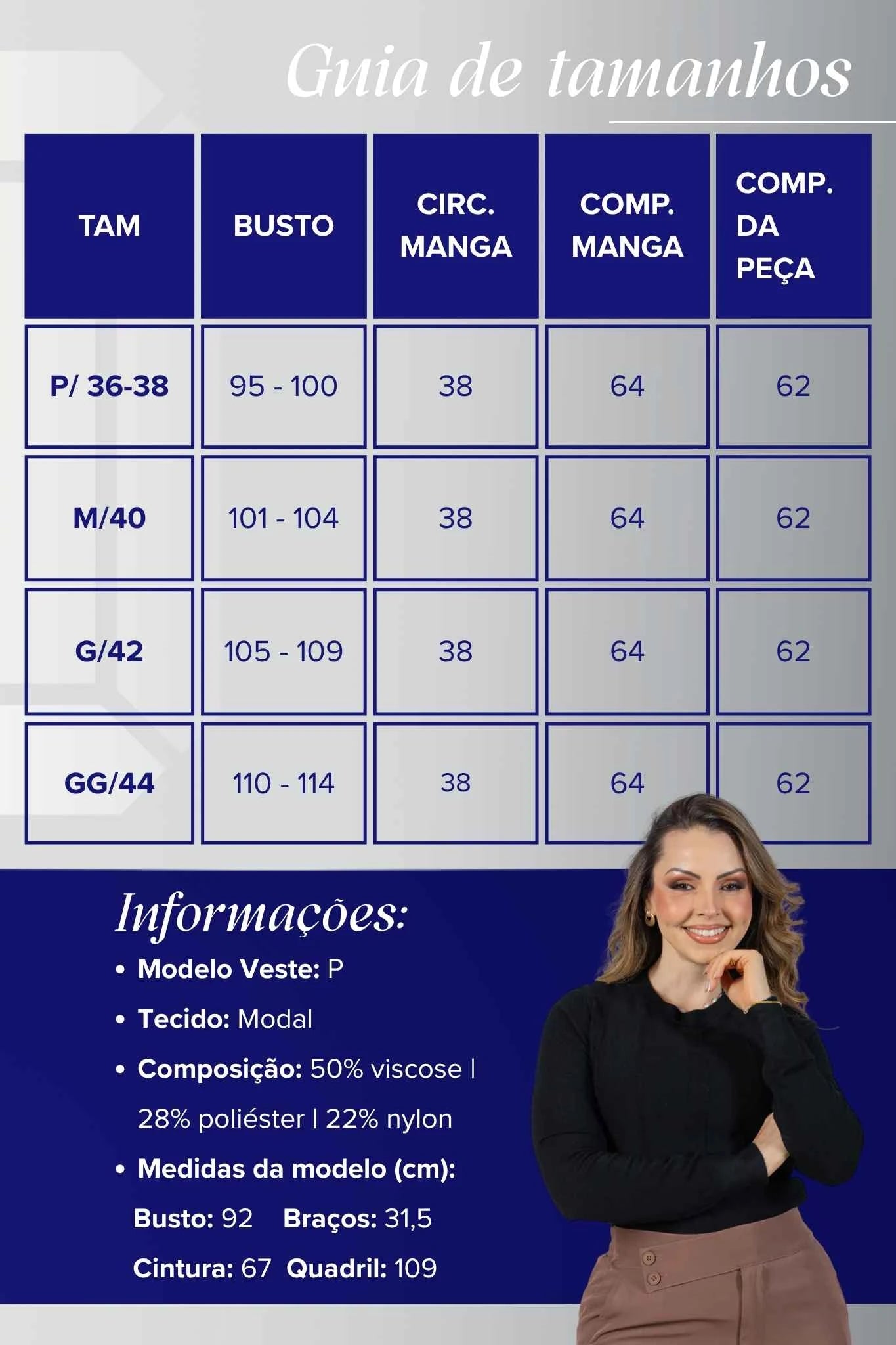 Tricot Manga Longa em Modal Violeta Preto