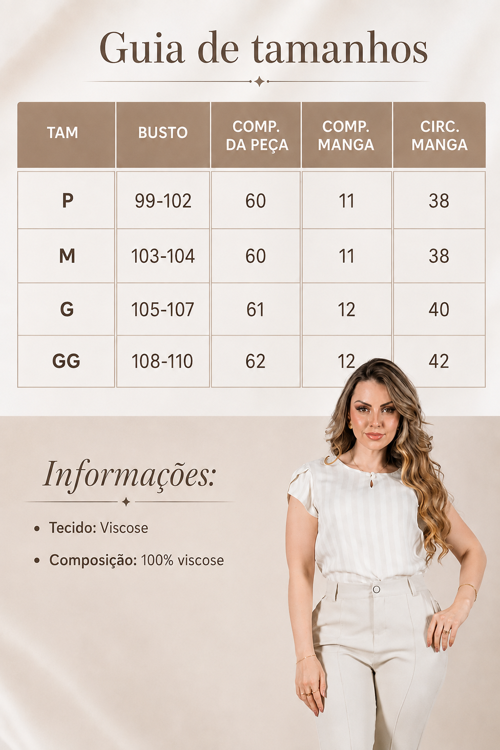 Blusa em Visco Rustic Listrada com Manga Transpassada Adriana Azul Claro