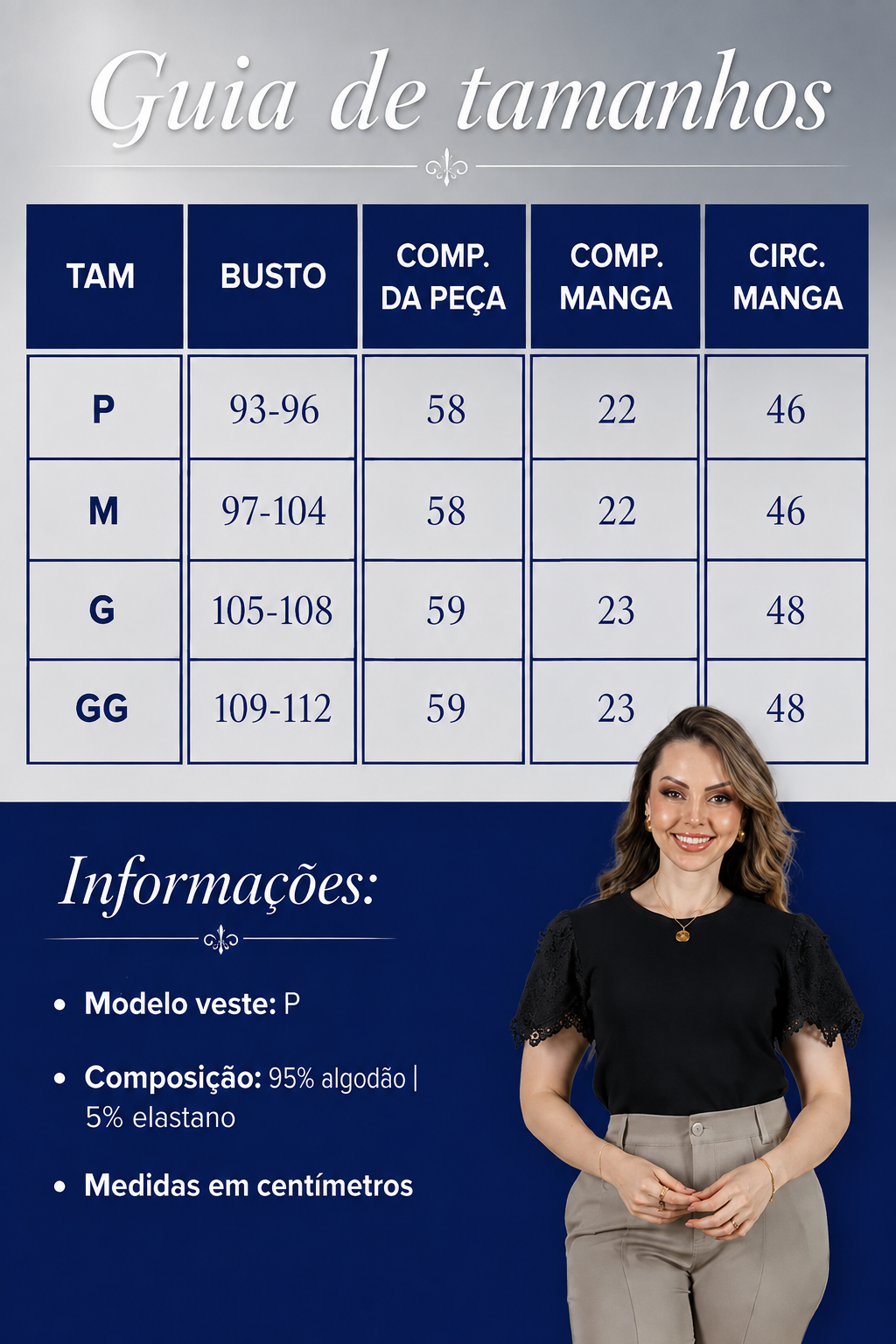 Blusa Cotton Lycra com Manga Delicada Aline Preta