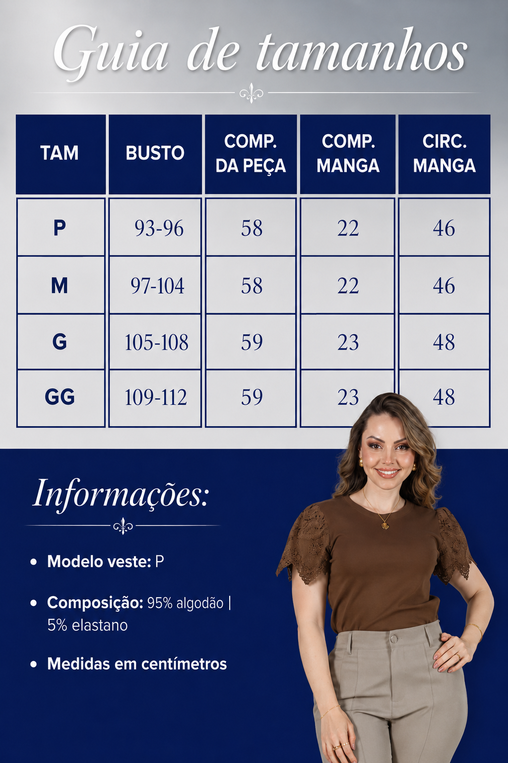 Blusa Cotton Lycra com Manga Delicada Aline Marrom