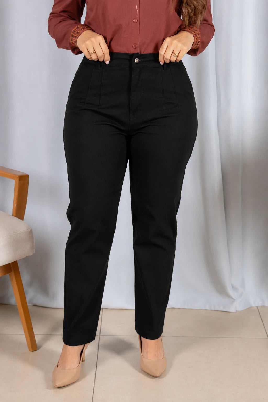 Calça Sarja Macia Corte Reto Analice Preta