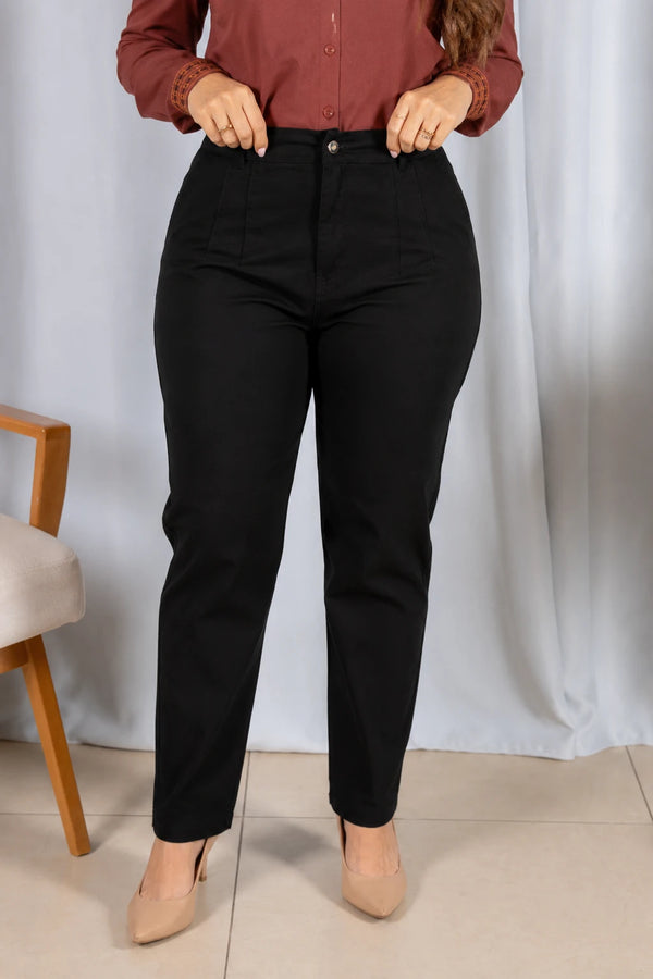 Calça Sarja Macia Corte Reto Analice Preta