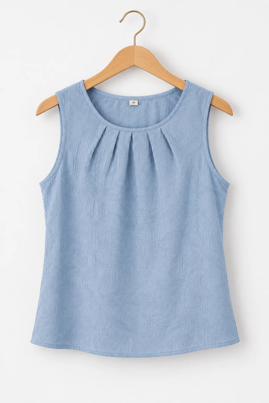 Blusa Regata Em Cambraia Texturizada Ângela Azul