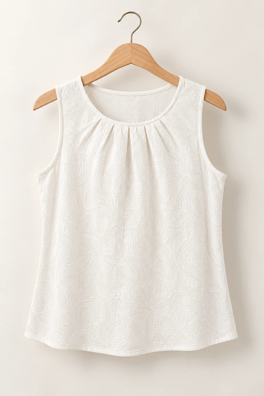 Blusa Regata Em Cambraia Texturizada Ângela Branca