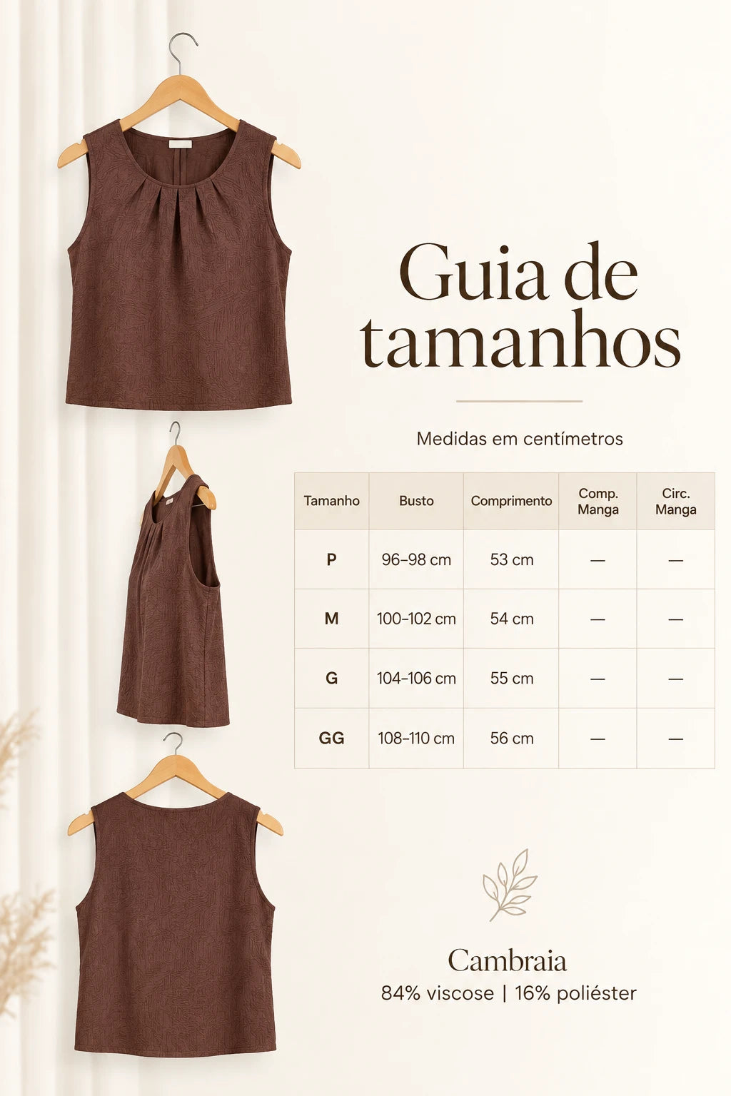 Blusa Regata Em Cambraia Texturizada Ângela Marrom