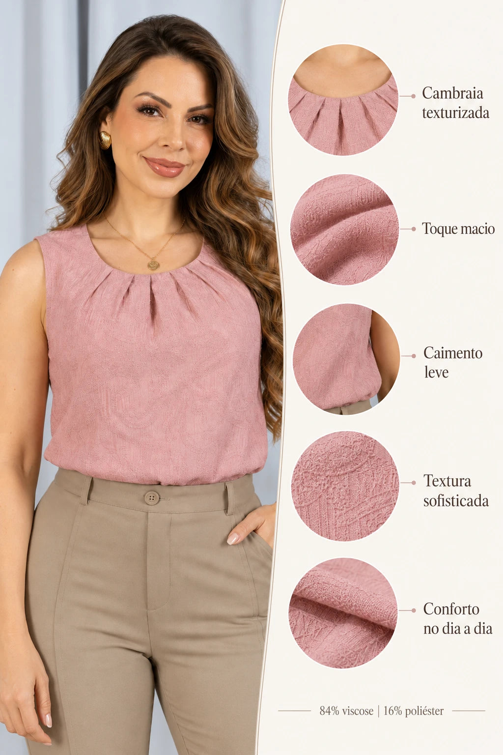 Blusa Regata Em Cambraia Texturizada Ângela Rosa