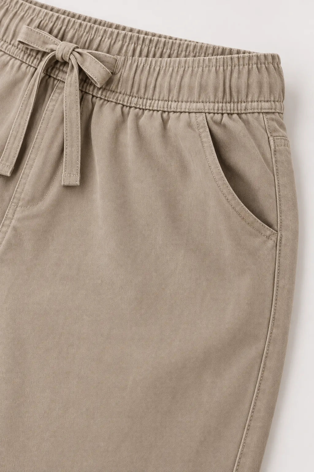 Calça Corte Reto em Chambray com Cós de Amarração Anita Caqui