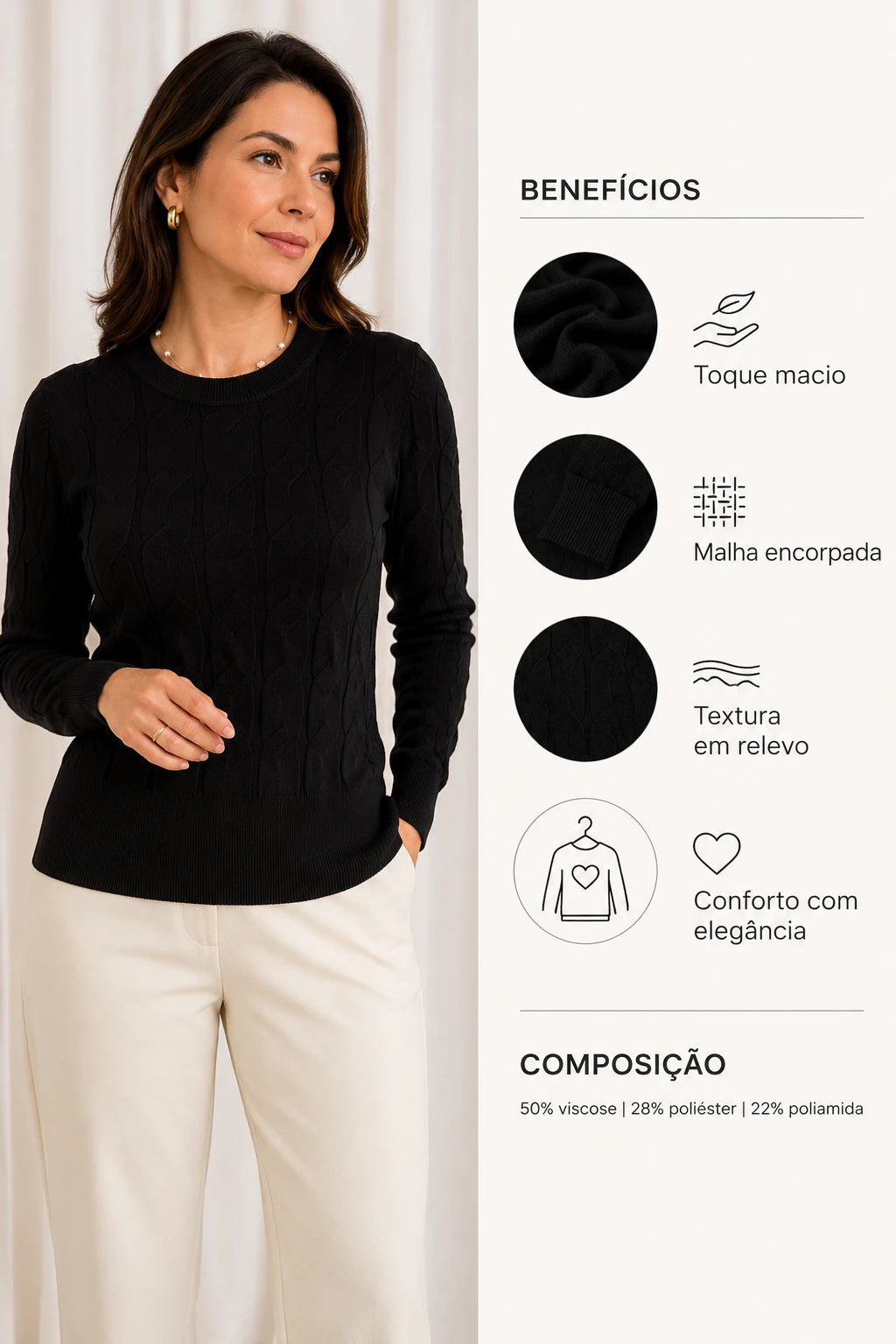 Tricot Macio em Modal Annabelle Preto