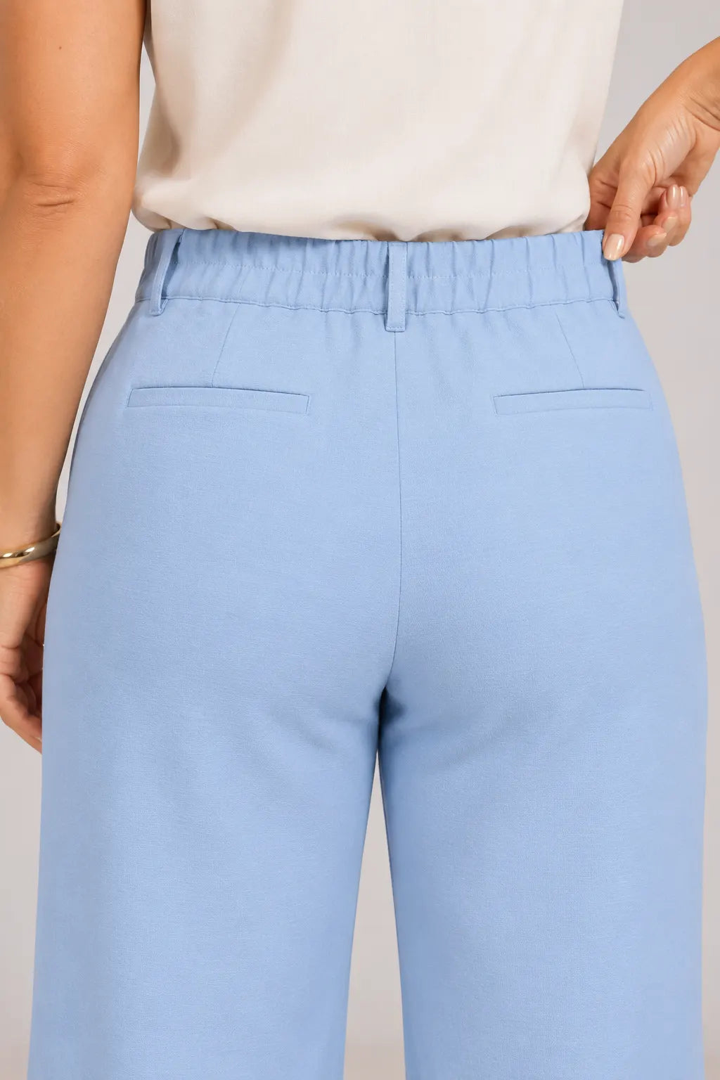 Calça Pantalona em Crepe Urban Ariadne Azul