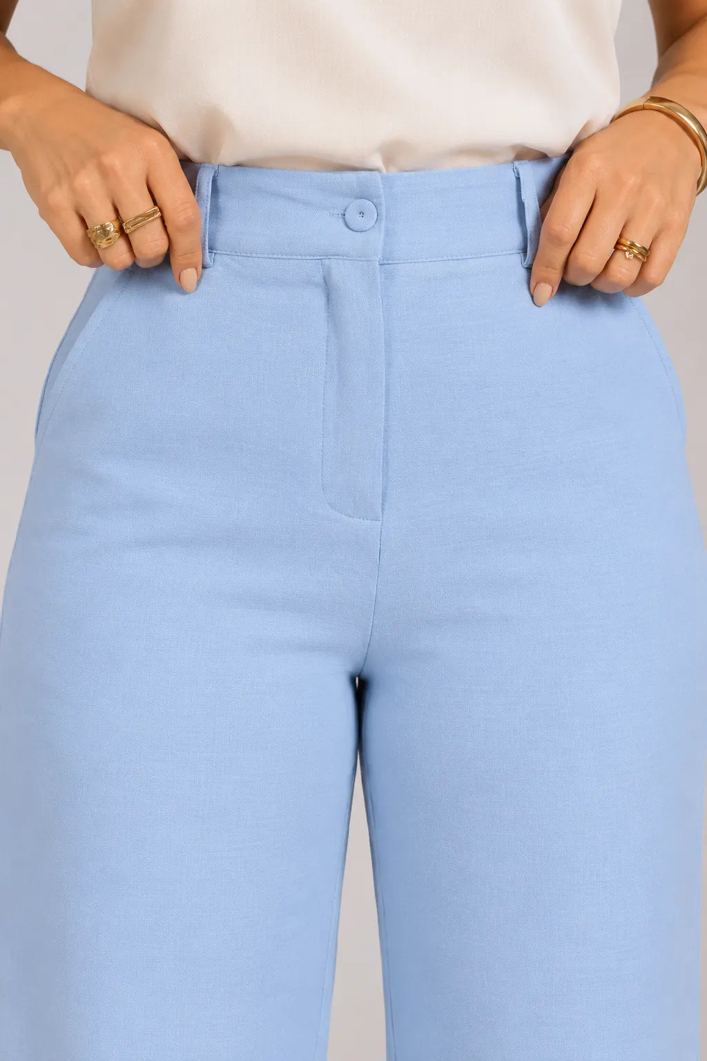 Calça Pantalona em Crepe Urban Ariadne Azul