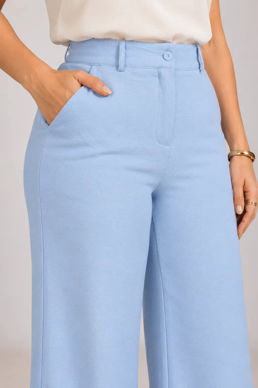 Calça Pantalona em Crepe Urban Ariadne Azul