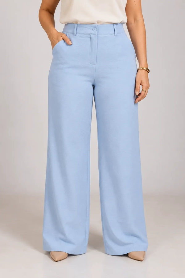 Calça Pantalona em Crepe Urban Ariadne Azul