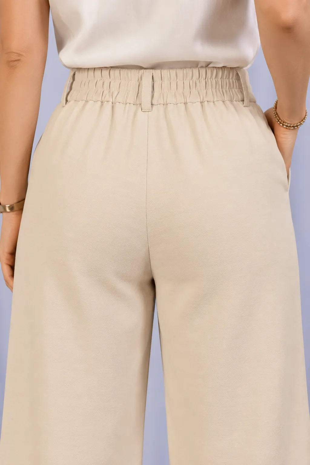 Calça Pantalona em Crepe Urban Ariadne Creme
