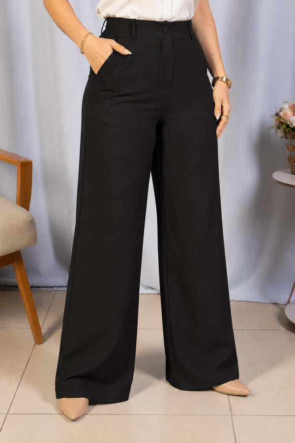 Calça Pantalona em Crepe Urban Ariadne Preta