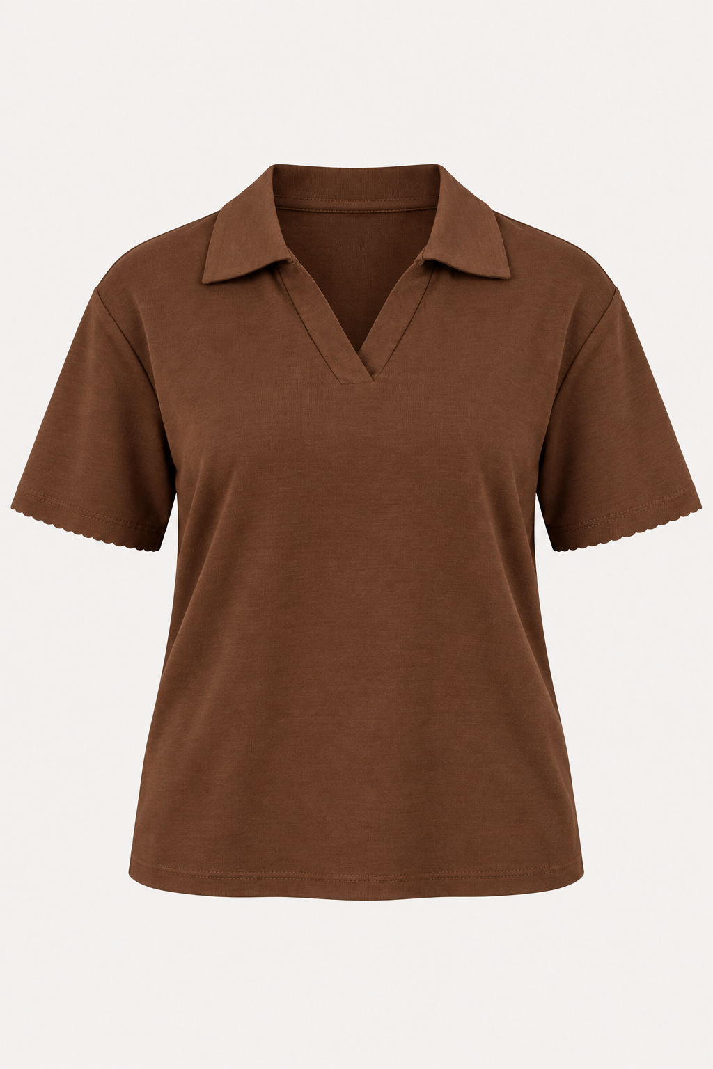Blusa Decote V Confortável em Malha Knit Belinda Marrom