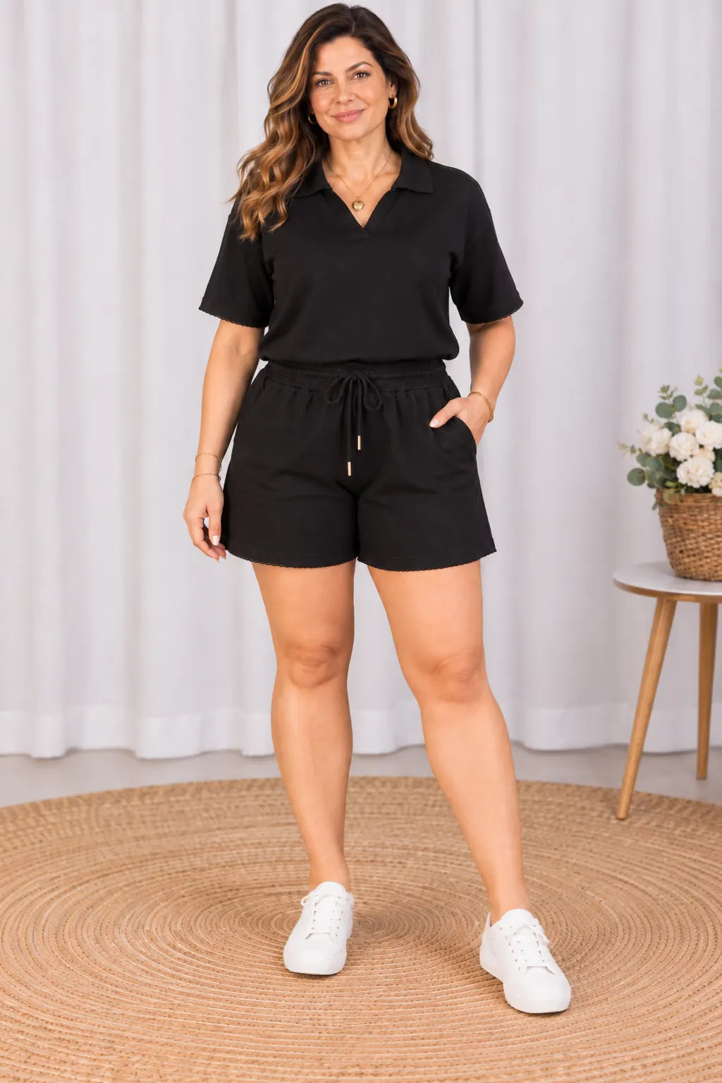 Shorts Confortável em Malha Knit Belinda Preta