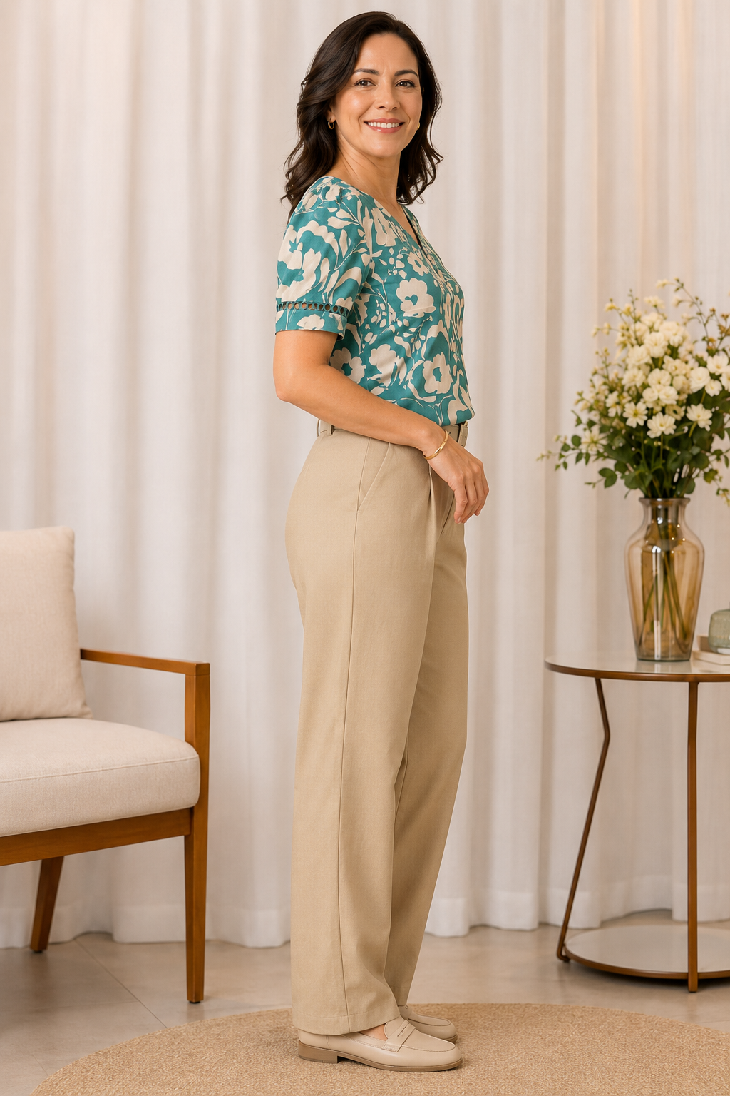 Blusa Crepe Classic Estampada com Entremeio Tauane Verde