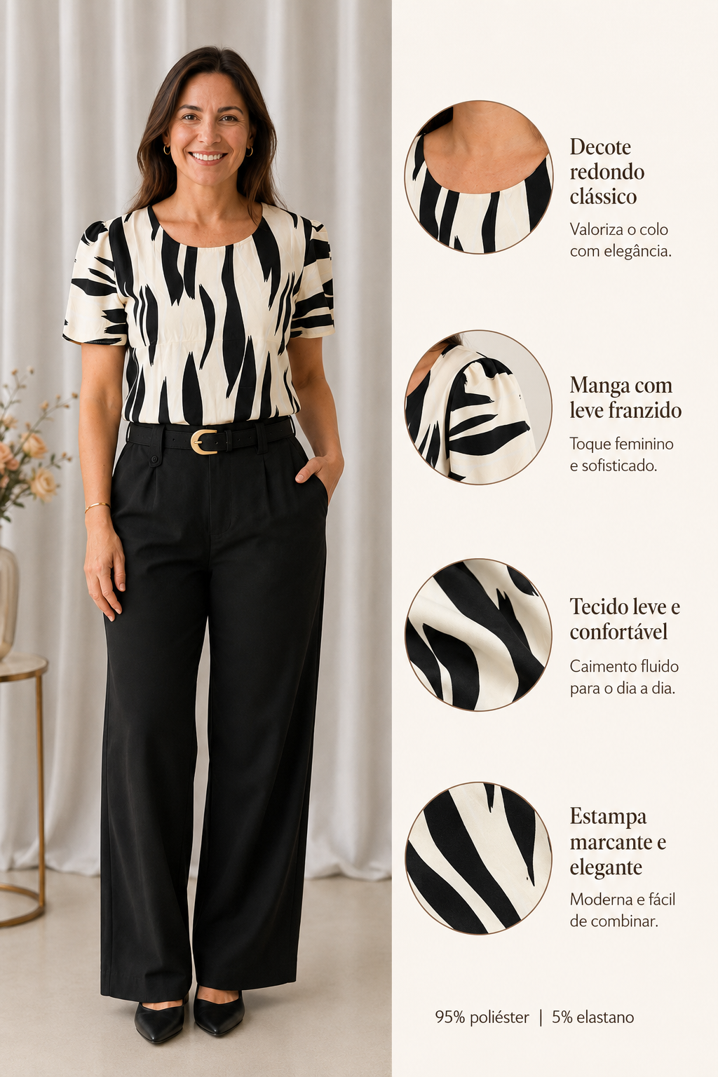 Blusa Crepe Classic que Não Amassa Ivana Preta - foto 10