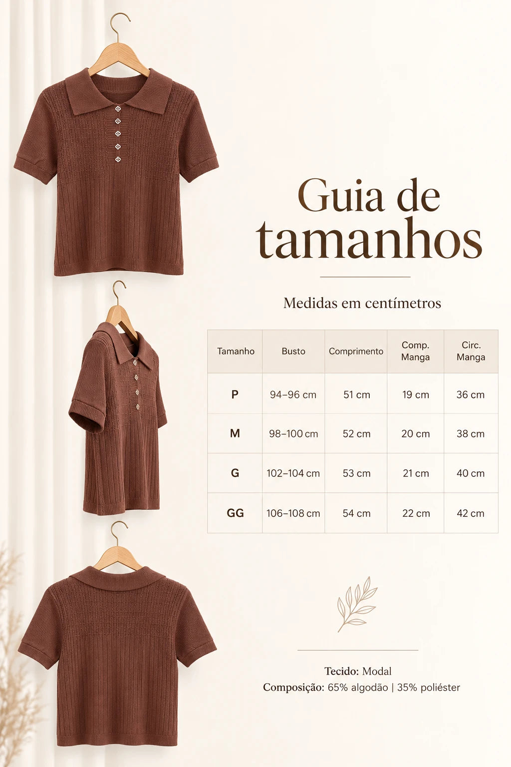 Blusa em Modal Gola Camisa com Aplicação de Strass Tamires Marrom - foto 10