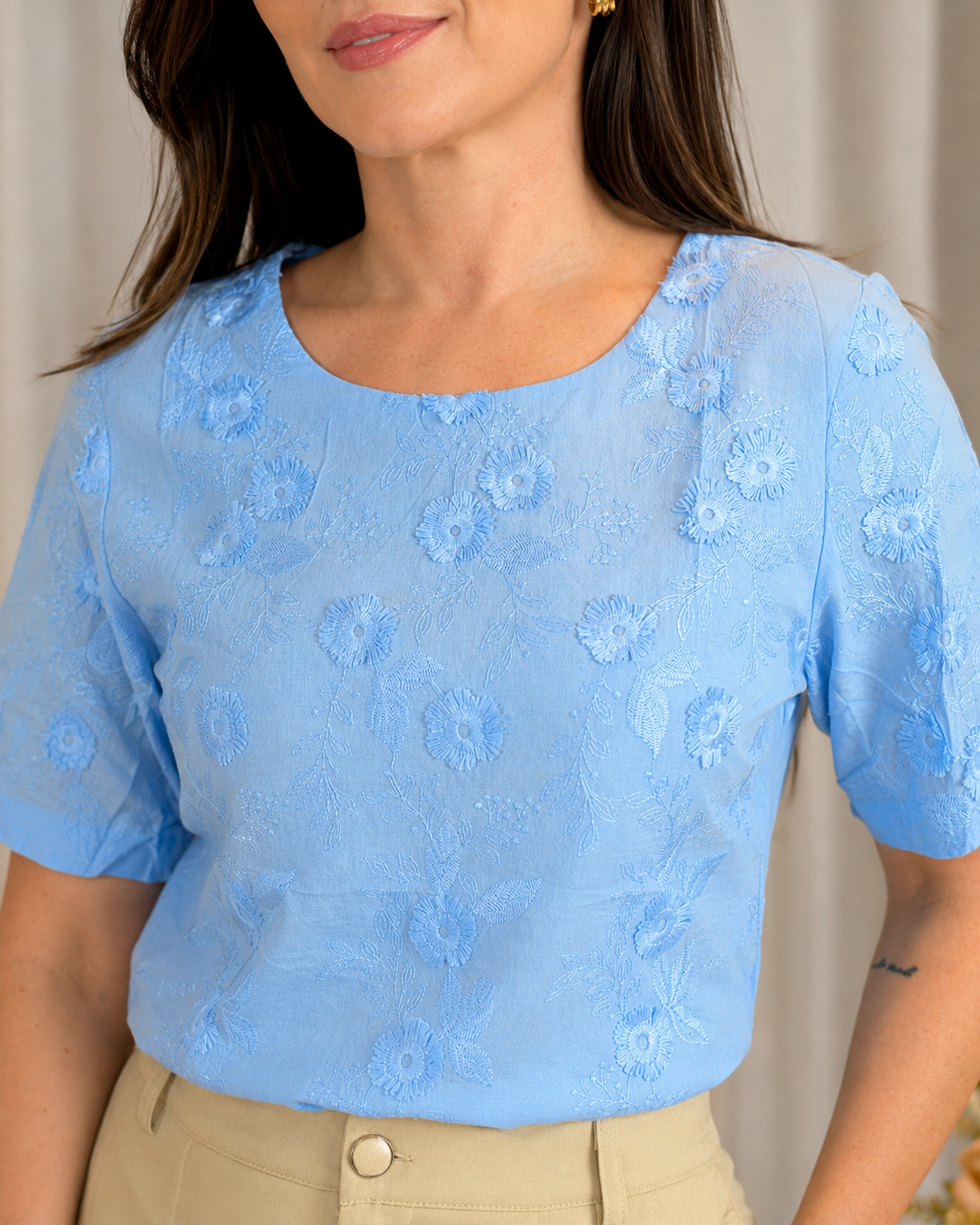 Blusa Laise Delicada Amara Azul - foto 5