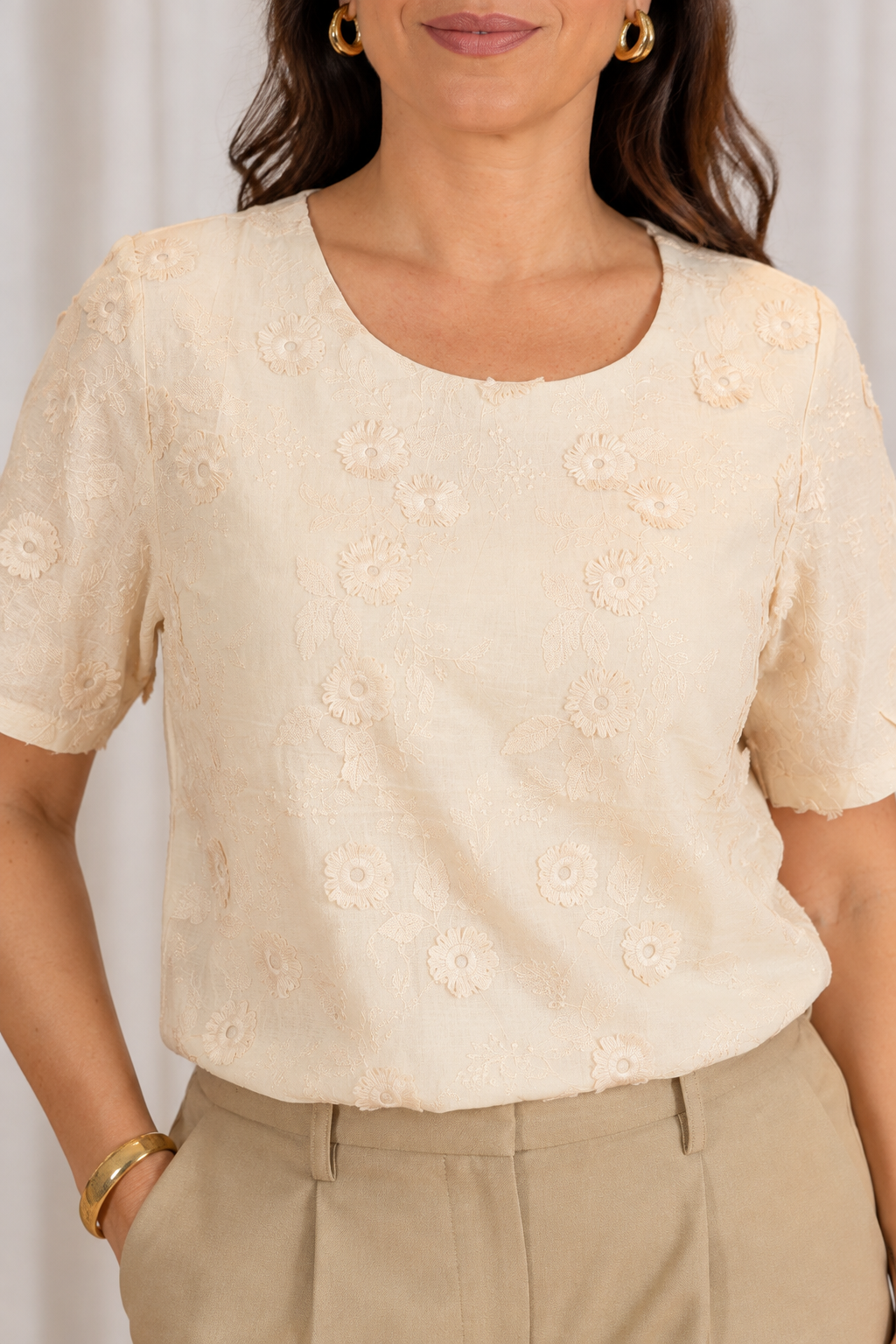 Blusa Laise Delicada Amara Creme - foto 2