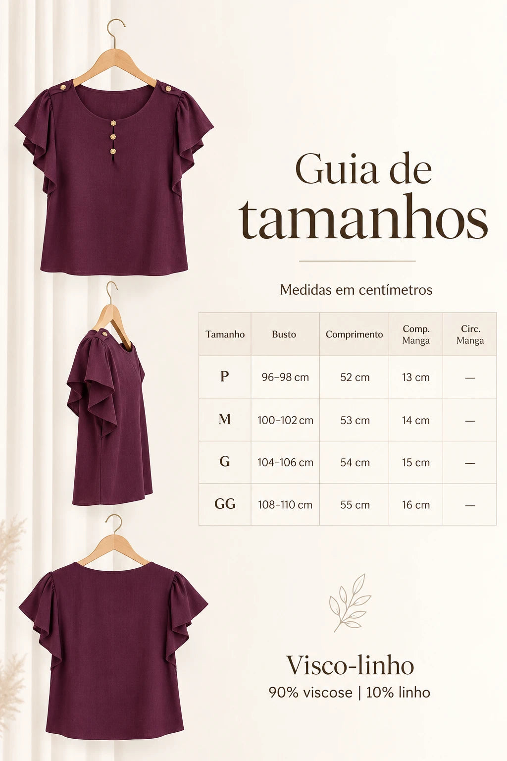 Blusa Manga Curta Em Visco-linho Detalhe Botão Neia Roxa - foto 10
