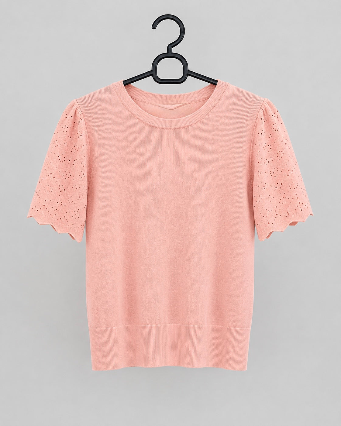 Blusa Manga Curta Que Estica Detalhe Vazado Vivian Rosa Claro