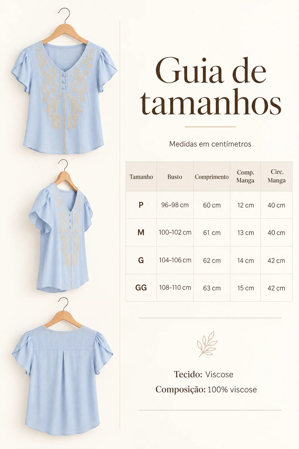 Blusa Manga Curta Transpassada Bordada Milena Azul - foto 10