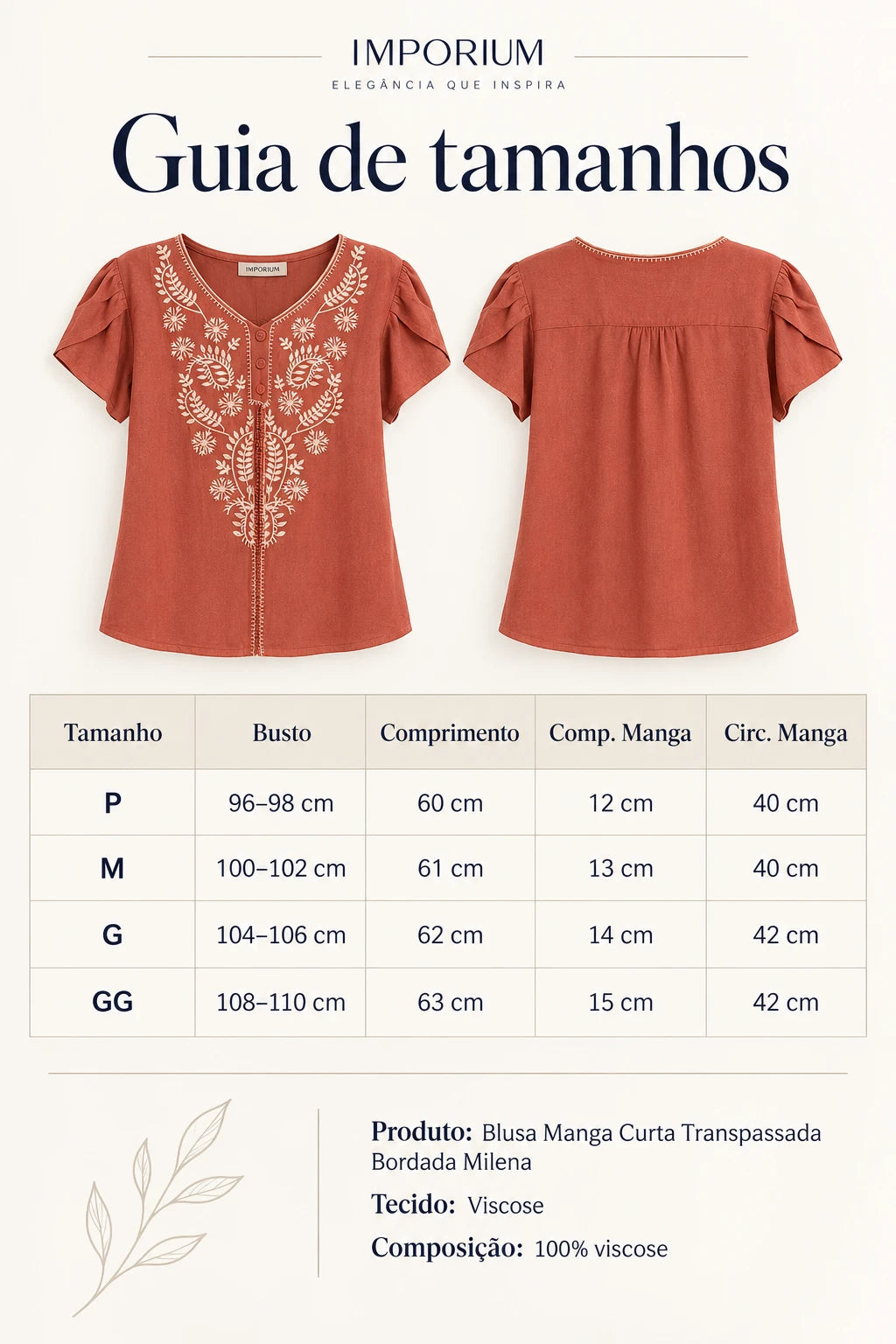 Blusa Manga Curta Transpassada Bordada Milena Terracota - foto 10
