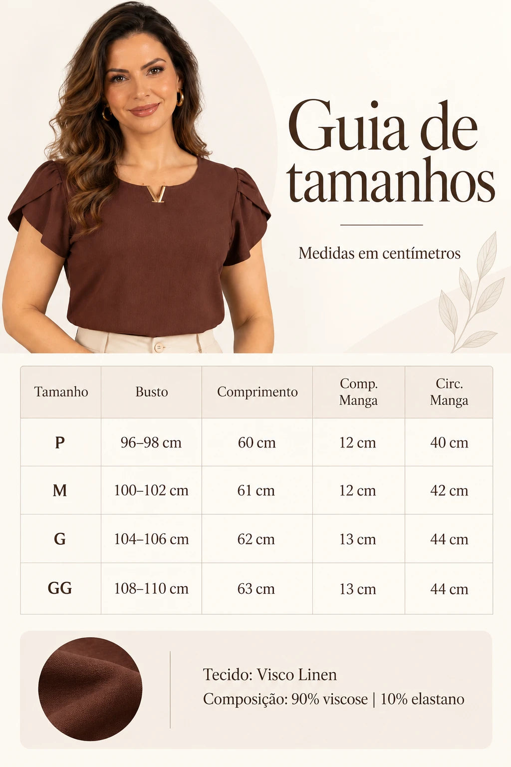 Blusa Manga Curta Transpassada Decote V Laiara Marrom - foto 10