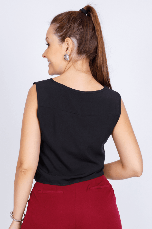 Blusa Max Cropped em Viscose Amanda Preto - imporium