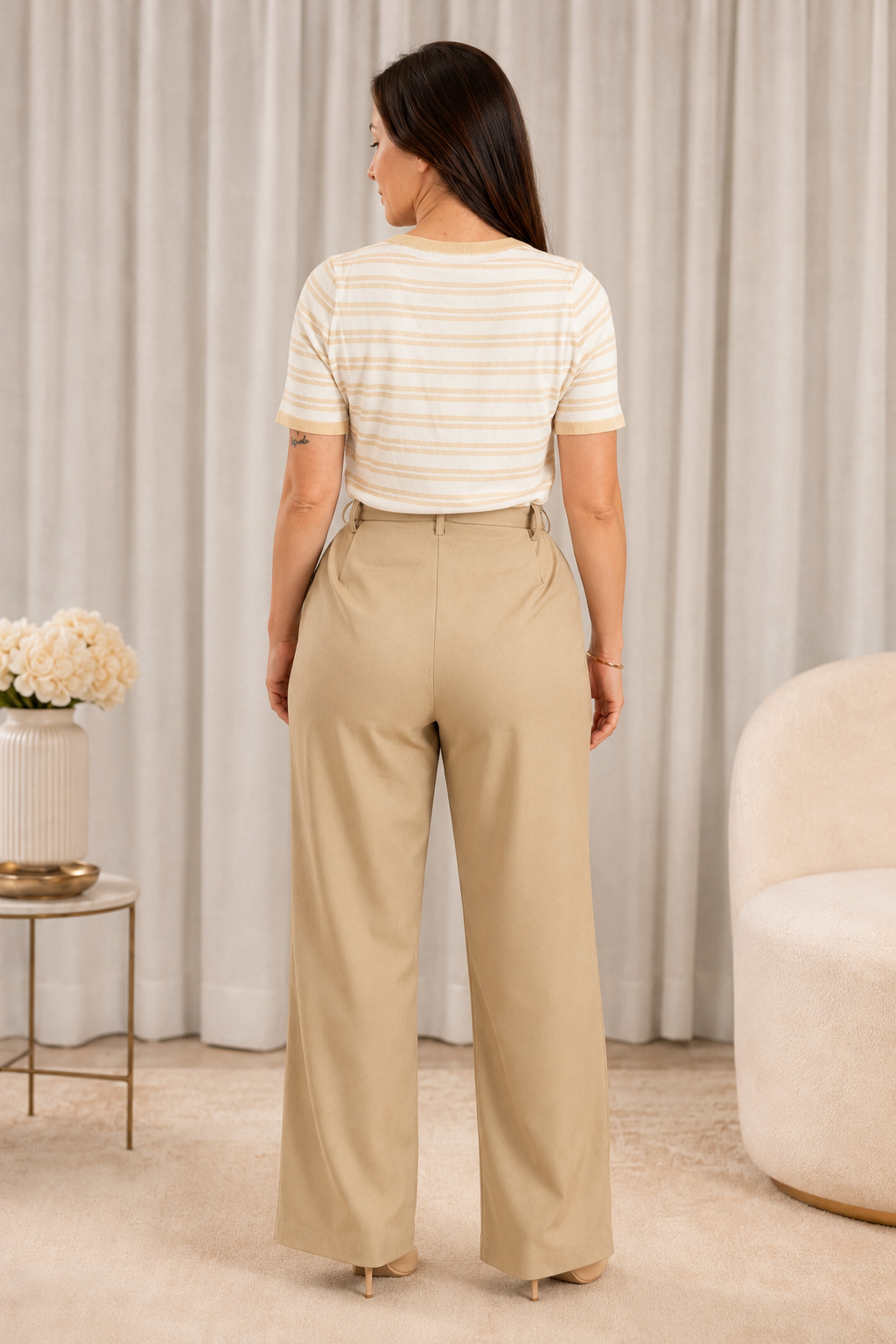 Blusa Modal Listrada Iris Bege