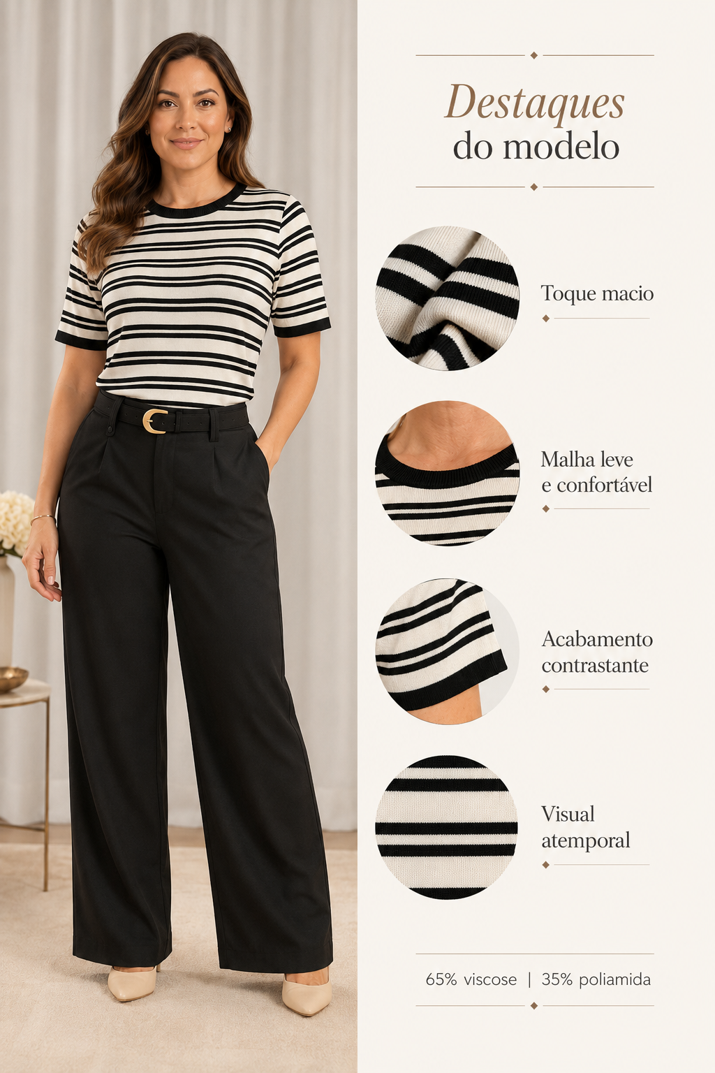 Blusa Modal Listrada Iris Branca