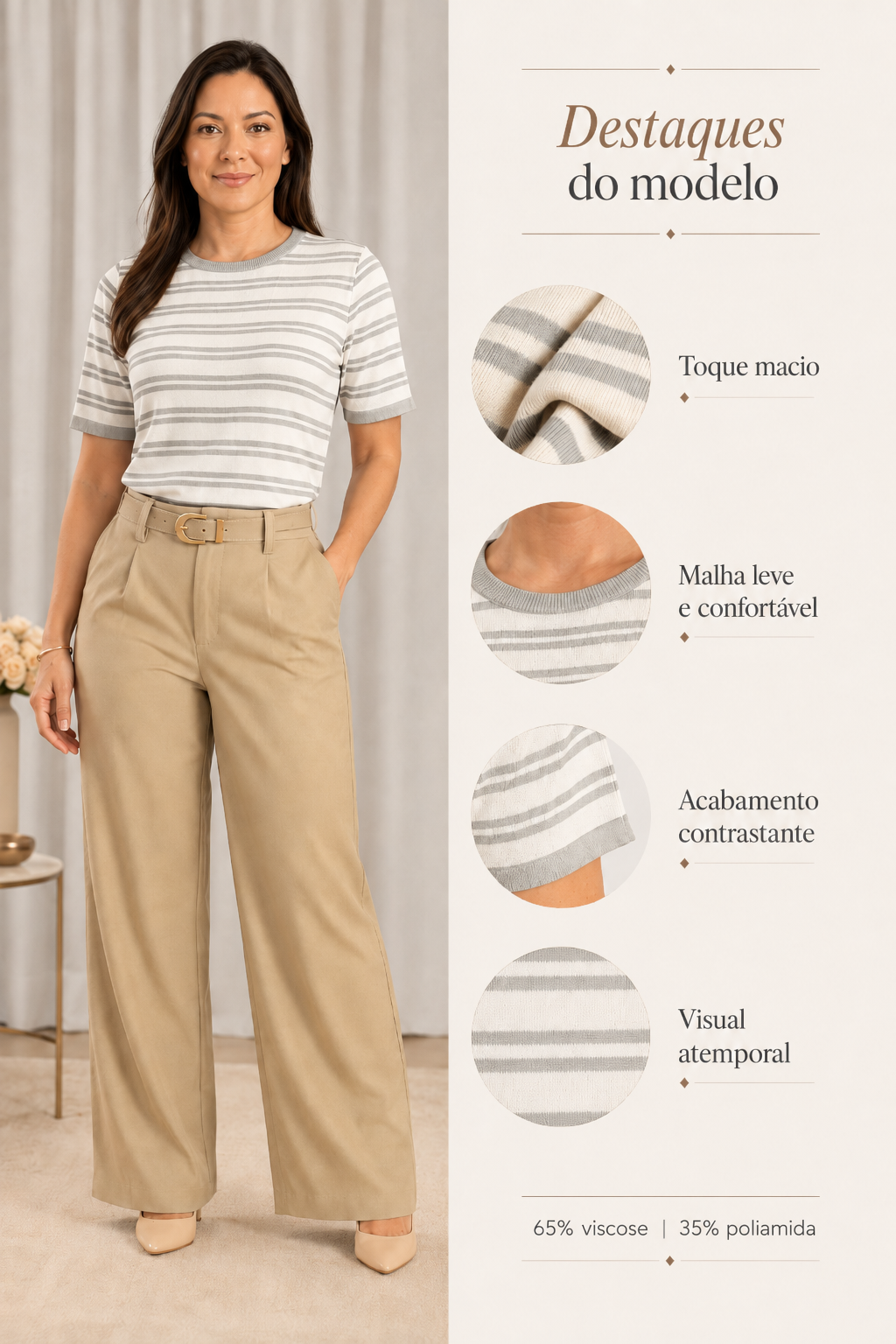 Blusa Modal Listrada Iris Cinza